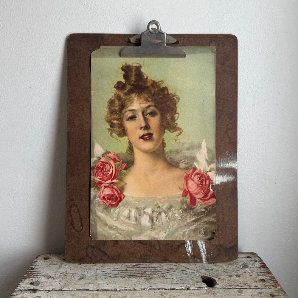 Vintage Gibson Girl Elizabeth Lithograph Print Masonite Large Clipboard